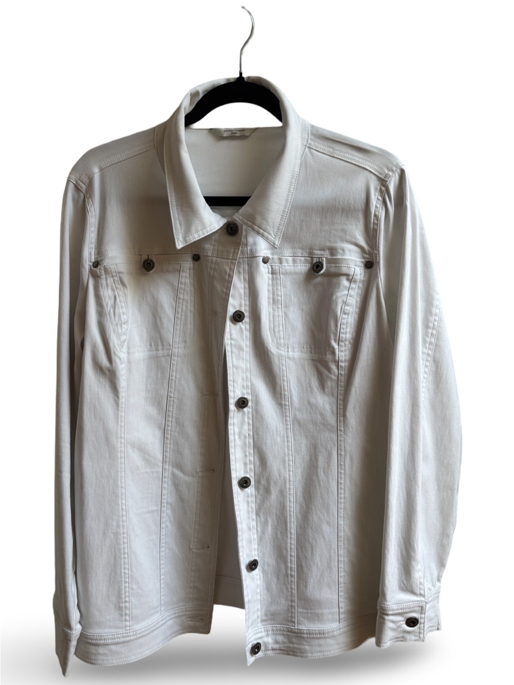 Women White Button-Front Denim Jacket
